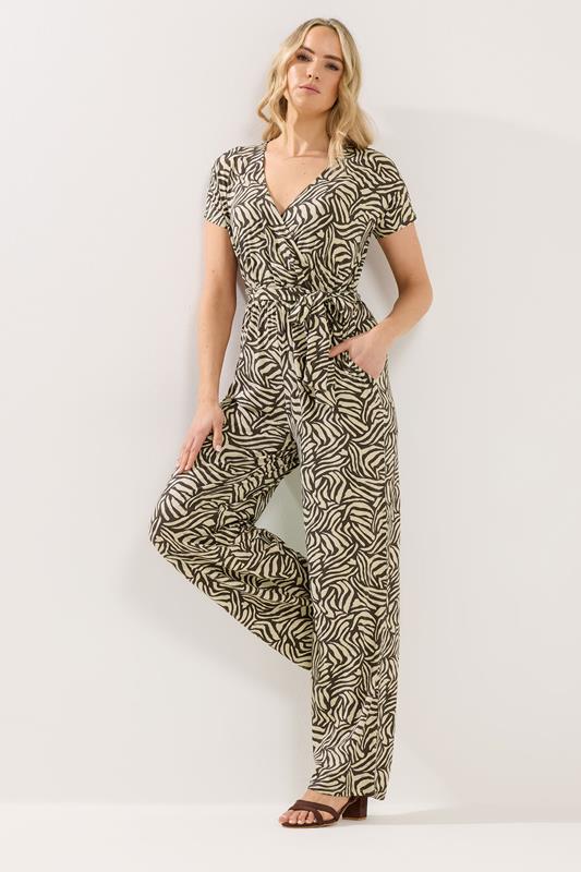 LTS Tall Women's Chocolate Brown Zebra Wrap Jumpsuit | Long Tall Sally 2