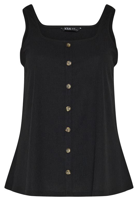 YOURS Plus Size Black Crinkle Vest Top | Yours Clothing 5
