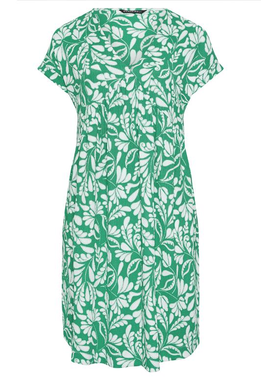 EVANS Plus Size Green Leaf Print Midi Dress | Evans 5