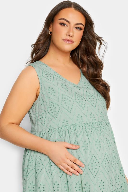 BUMP IT UP MATERNITY Plus Size Broderie Anglaise Tiered Midi Dress | Yours Clothing  5