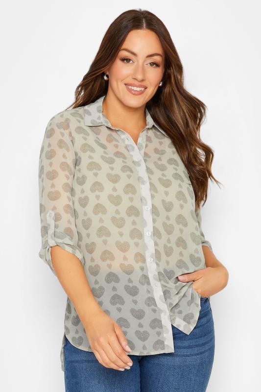 Women's  M&Co Natural Heart Tab Sleeve Detail Shirt