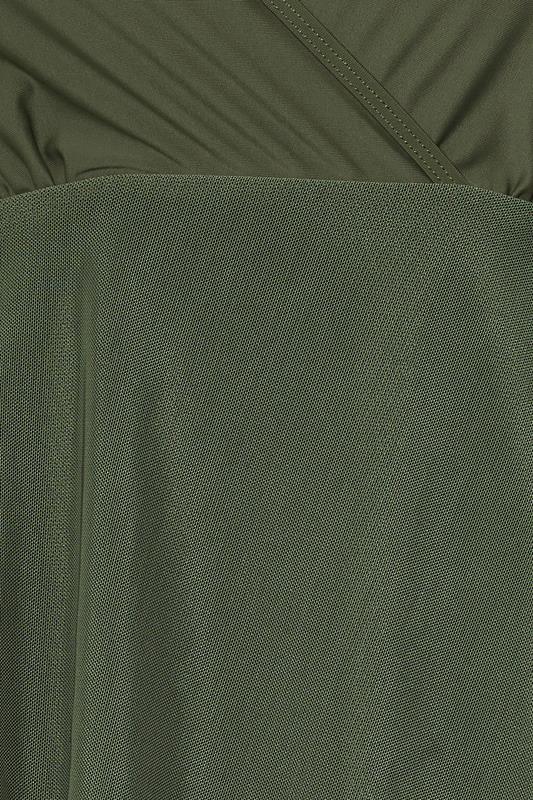 LTS Tall Khaki Green Mesh Skirted Wrap Swimsuit | Long Tall Sally 7
