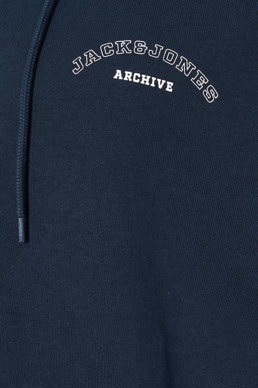 JACK & JONES Big & Tall Navy Blue Zip Through Print Hoodie | BadRhino 5