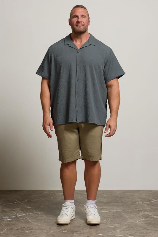 JACK & JONES Big & Tall Green Textured Resort Shirt | BadRhino 1