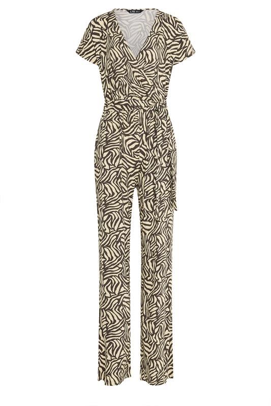 LTS Tall Women's Chocolate Brown Zebra Wrap Jumpsuit | Long Tall Sally 6