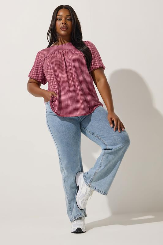 LIMITED COLLECTION Plus Size Red Gingham Tie Back Top | Yours Clothing 1