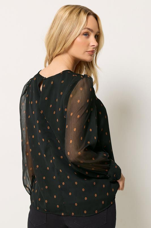M&Co Black Polka Dot Chiffon Blouse | M&Co 2