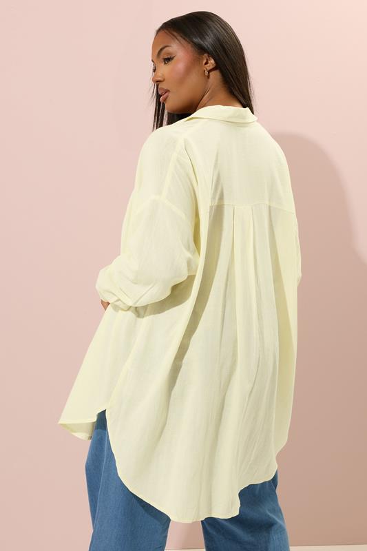 YOURS Plus Size Butter Yellow Linen Shirt | Yours Clothing 2