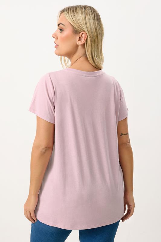 YOURS Plus Size Light Pink Core T-Shirt | Yours Clothing 2