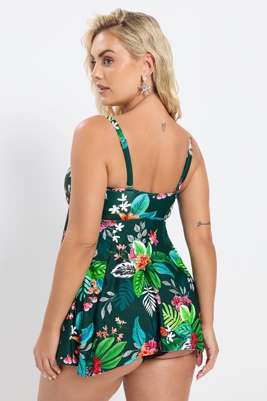 YOURS Plus Size Green Tropical Print Tankini Top | Yours Clothing 7