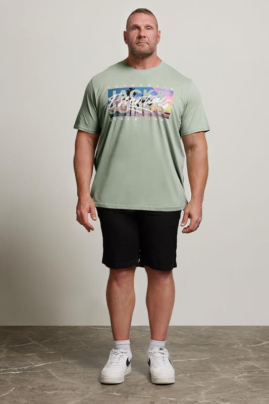 JACK & JONES Big & Tall Iceberg Green Photo-Print T-Shirt | BadRhino 1