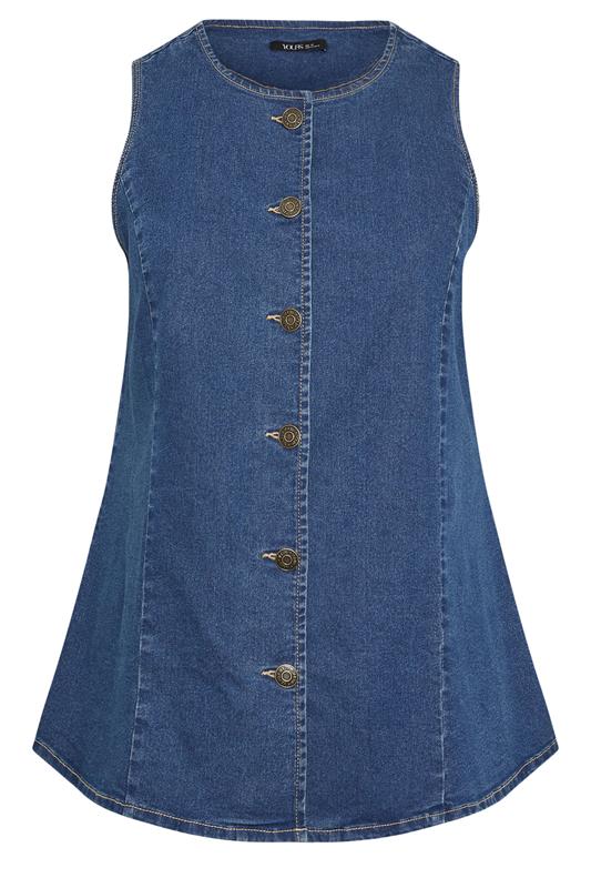 YOURS Plus Size Mid Blue Denim Waistcoat | Yours Clothing 5
