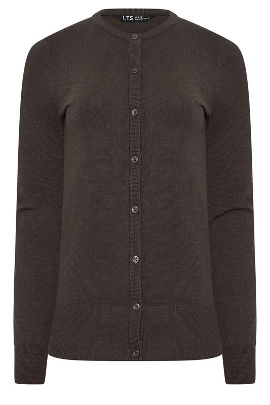 LTS Tall Women's Chocolate Brown Crew Neck Button Cardigan | Long Tall Sally 5
