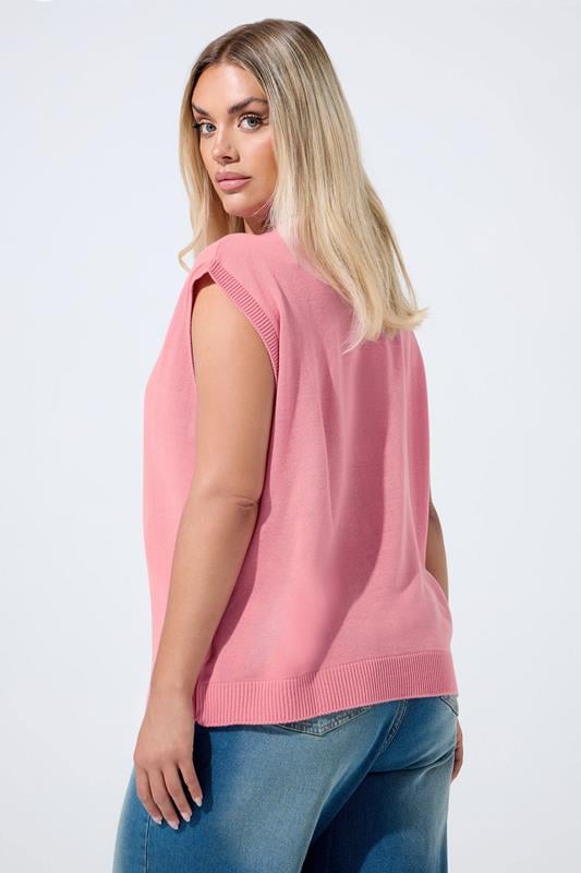 LIMITED COLLECTION Plus Size Pink Ice Cream Knitted Vest Top | Yours Clothing 2