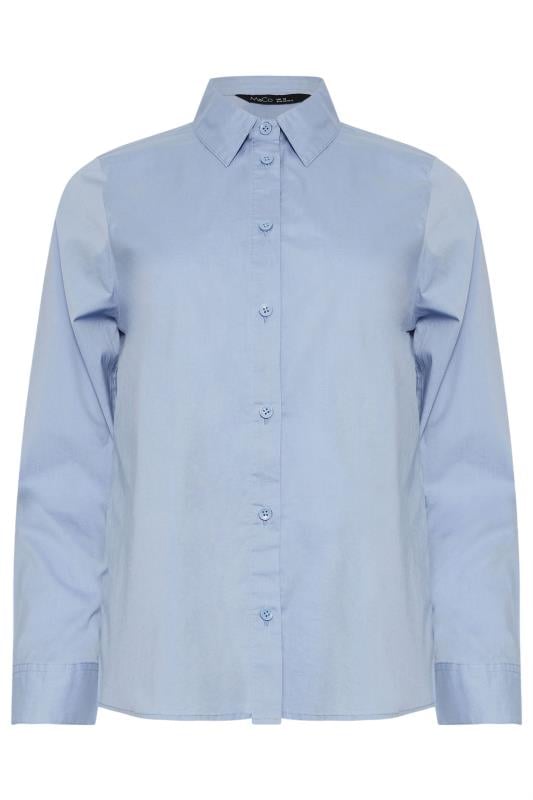 M&Co Blue Cotton Poplin Long Sleeve Shirt | M&Co 5