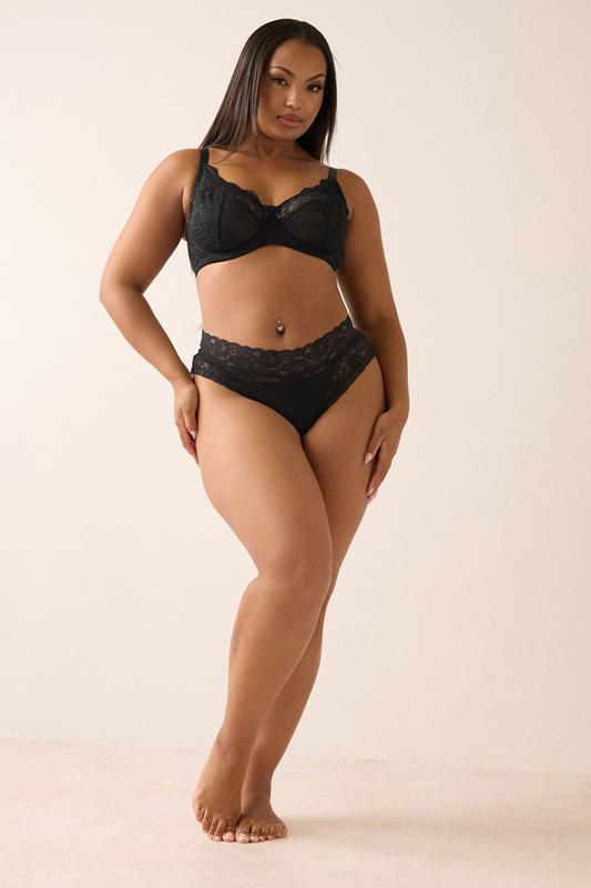 YOURS 2 PACK Plus Size Black & White Swirl Lace Bras | Yours Clothing 5