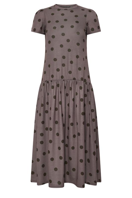 PixieGirl Petite Women's Chocolate Brown Polka Dot Drop Waist Maxi Dress | PixieGirl 6