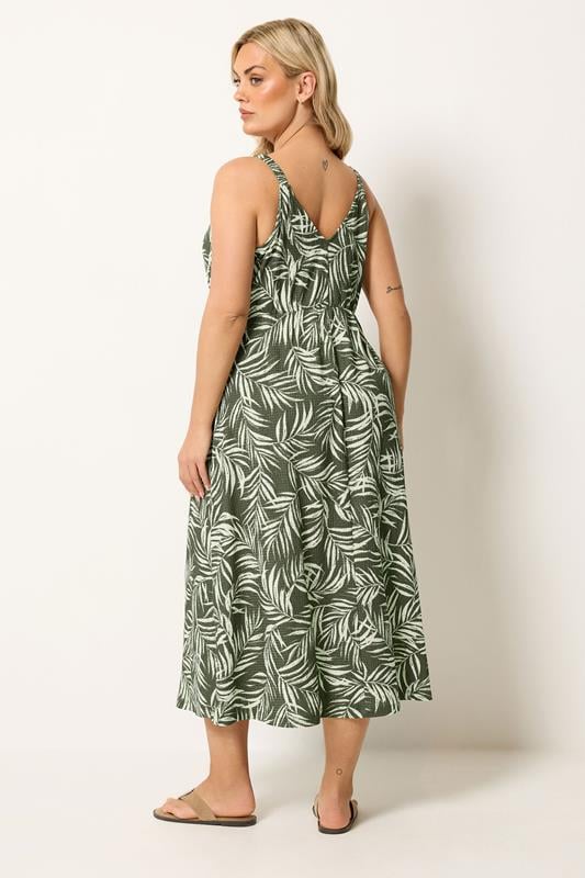 YOURS Plus Size Khaki Green Keyhole Midi Dress | Yours Clothing 4