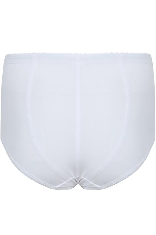 Plus Size White Light Control High Waisted Full Briefs | Yours Clothing 4
