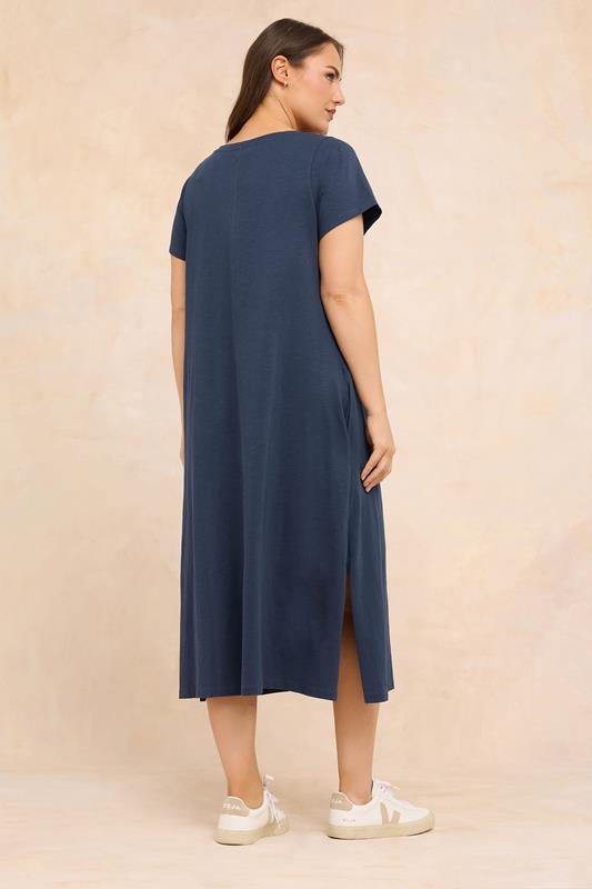 EVANS Plus Size Navy Blue Premium Cotton Dress | Evans 5