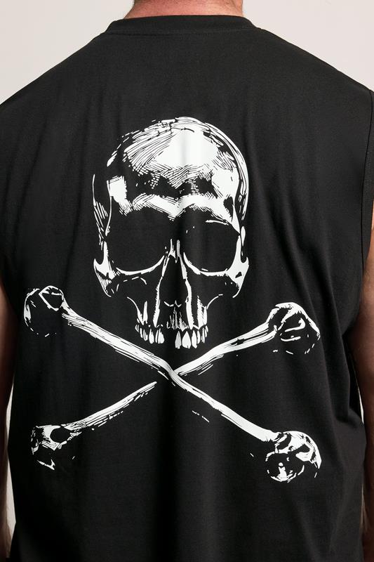 BadRhino Big & Tall Black Skull & Crossbones Graphic Muscle Vest | BadRhino 4