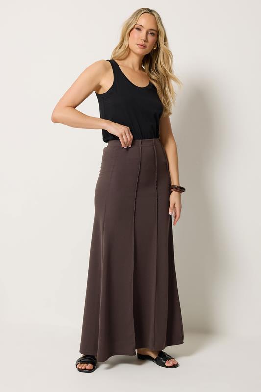 LTS Tall Chocolate Brown Flare Seam Maxi Skirt