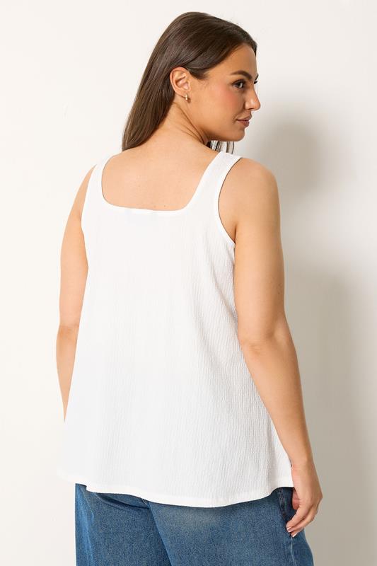 YOURS Plus Size White Crinkle Vest Top | Yours Clothing 2
