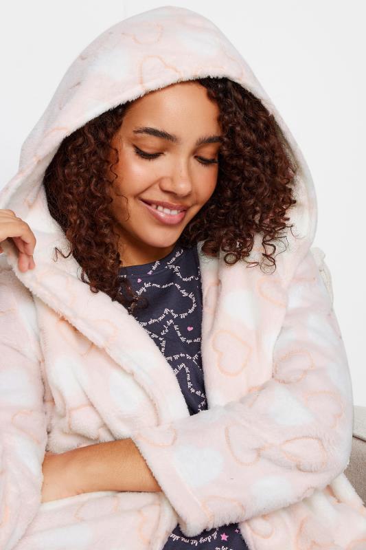M&Co Pink Soft Touch Heart Print Hooded Dressing Gown | M&Co 5