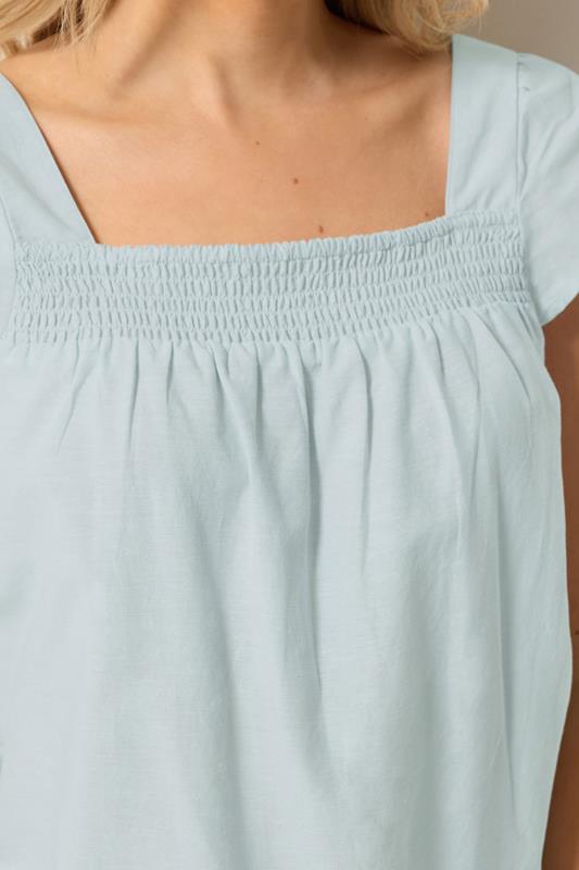 LTS Tall Women's Light Blue Square Neck Linen Blouse | Long Tall Sally 4