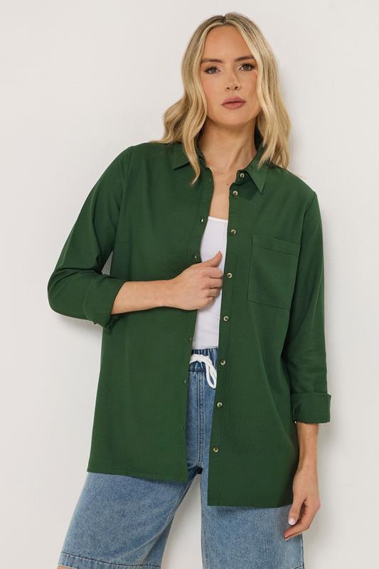 LTS Tall Forest Green Long Sleeve Linen Shirt
