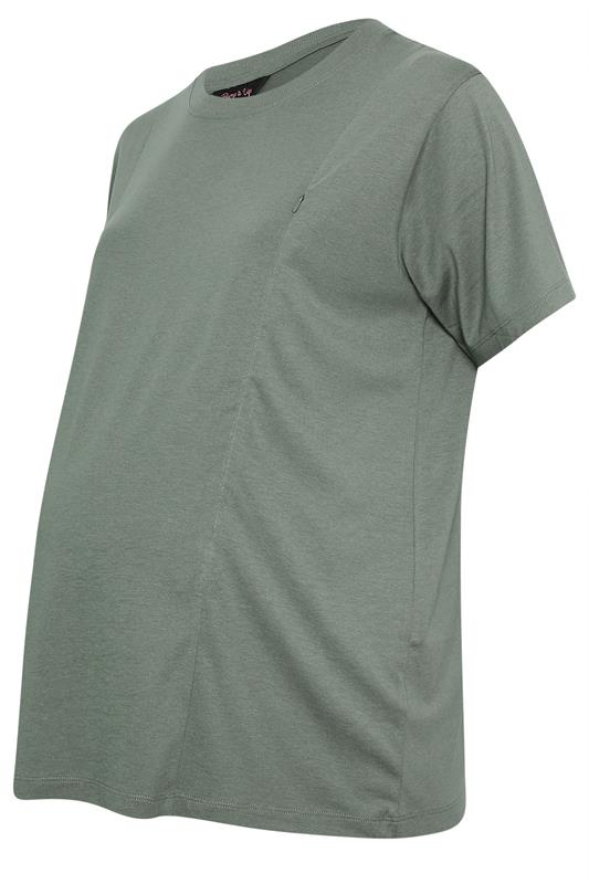 BUMP IT UP MATERNITY Plus Size Sage Green Nursing T-Shirt | Yours Clothing 5