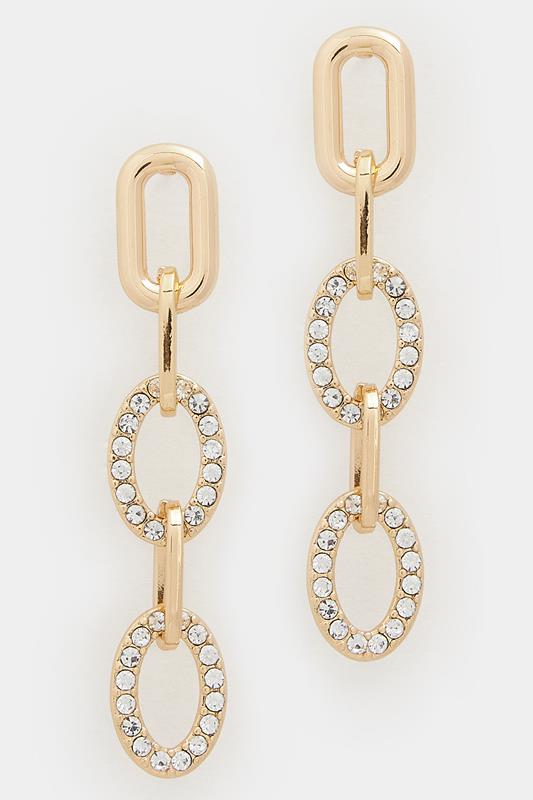 Gold Tone Diamante Disk Huggie Earrings | Yours Clothing 1