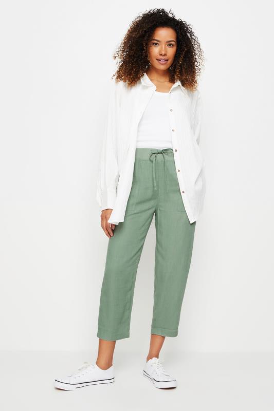 M&Co Sage Green Linen Cropped Joggers | M&Co 2