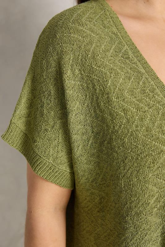 EVANS Plus Size Green Tape Yarn Short Sleeve Cardigan | Evans 4