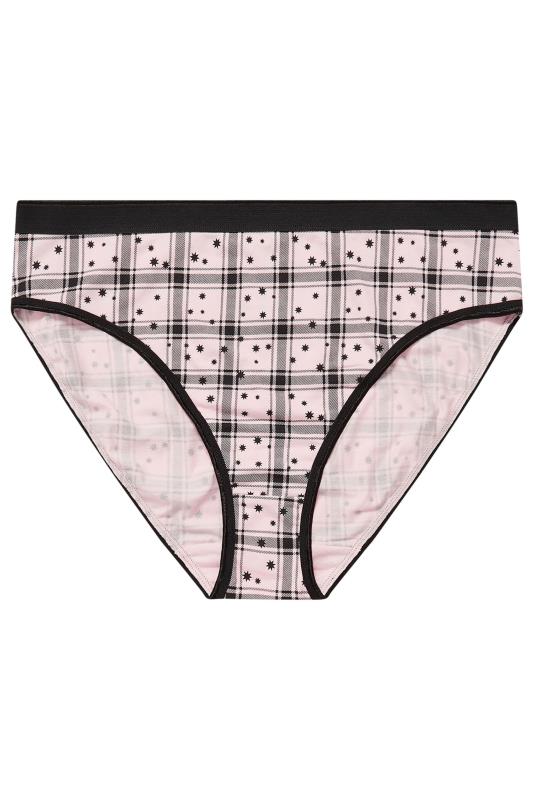 YOURSET 5 PACK Plus Size Black & Pink Check Print High Leg Knickers | Yours Clothing  9