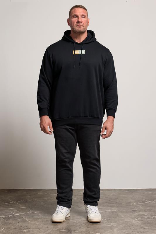 JACK & JONES Big & Tall Black Pan Logo Hoodie | BadRhino 1