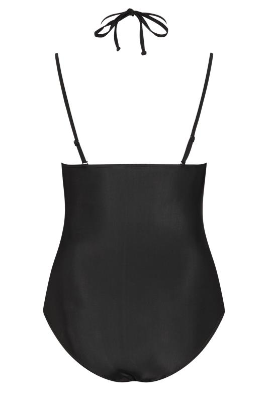 YOURS Plus Size Black Ring Detail Halter Neck Swimsuit | Yours Clothing 11