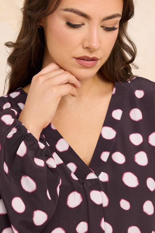 EVANS Plus Size Purple Spot Print Pleated Swing Top | Evans 4