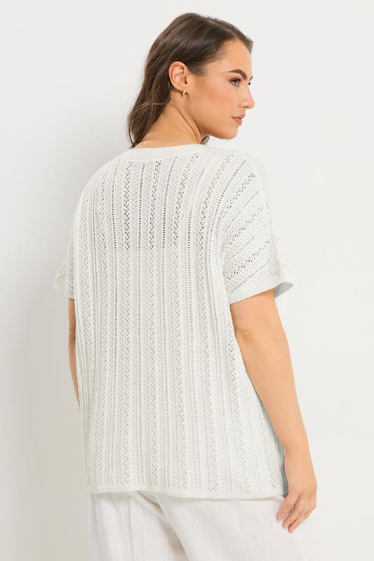YOURS Plus Size White Boxy Knitted Top | Yours Clothing 2