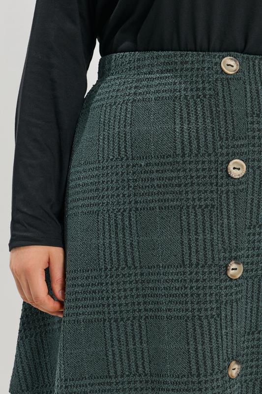 YOURS Plus Size Green Check Button Front Mini Skirt | Yours Clothing 4