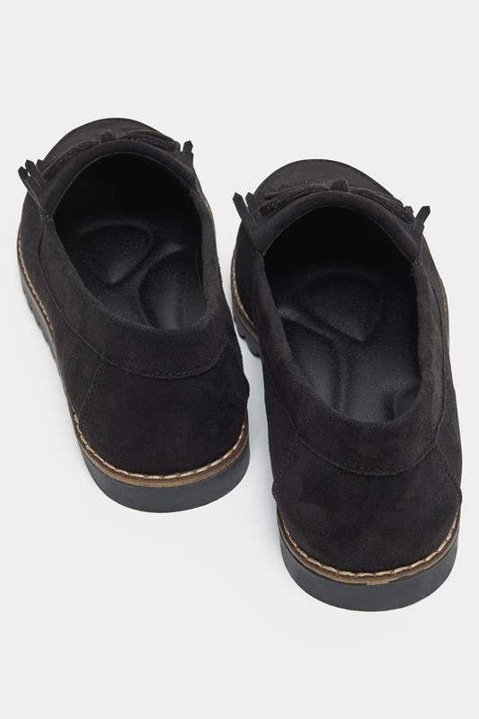 Black Faux Suede Fringe Loafers In Wide E Fit | Yours Clothing 4