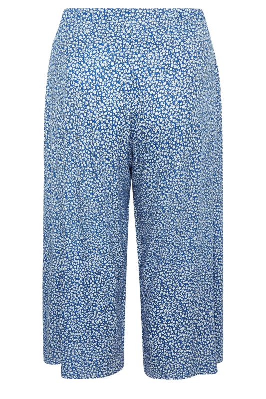 LIMITED COLLECTION Plus Size Blue Ditsy Print Extra Wide Leg Culottes | Yours Clothing  7