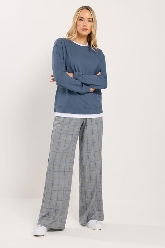 LTS Tall Women's Denim Blue & White Cotton Layered Top | Long Tall Sally 2