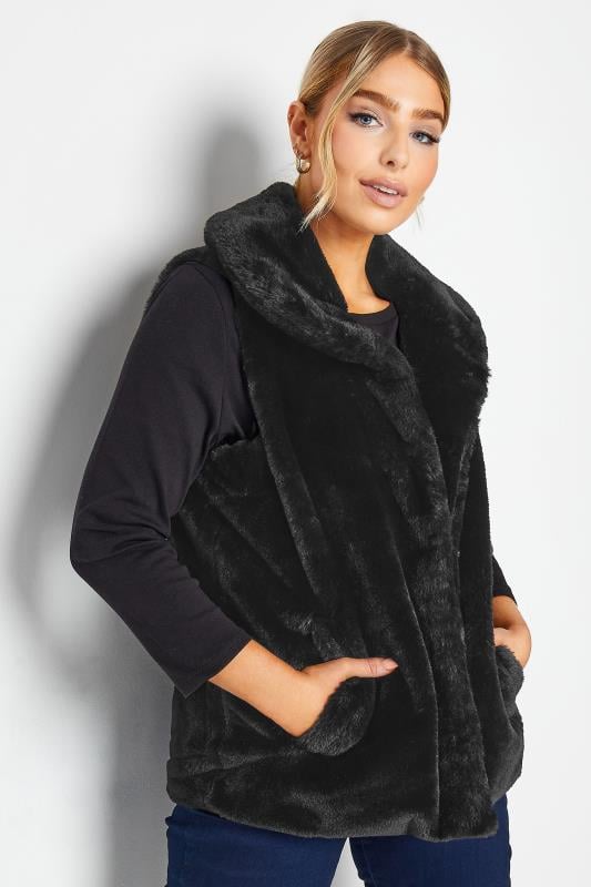 Women's  M&Co Black Faux Fur Gilet