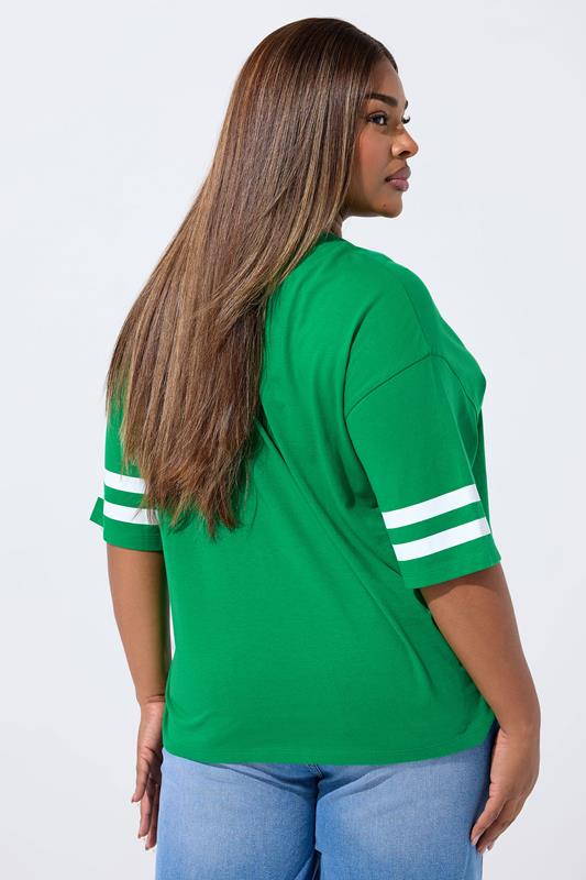 LIMITED COLLECTION Plus Size Green 'Manhattan 90' Varsity Print T-Shirt | Yours Clothing 4