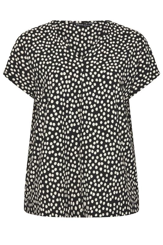 EVANS Plus Size Black Mono Spot Top | Evans 5