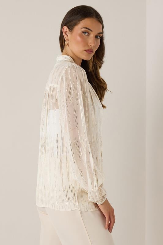 LTS Tall Women's Ivory White Metallic Dash Blouse | Long Tall Sally 4