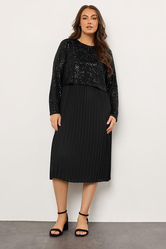 Evans Plus Size Black Sequin Embellished Midi Dress | Evans 2