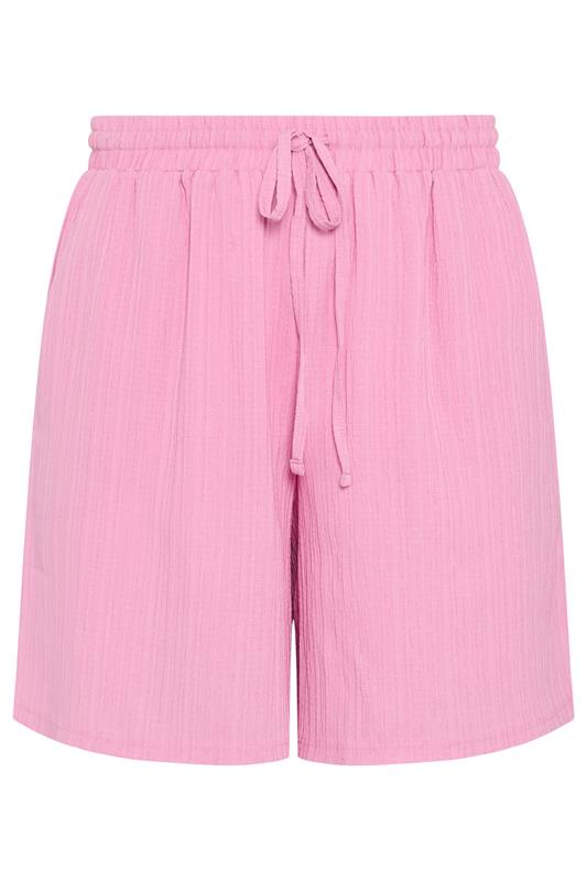 YOURS Plus Size Pink Textured Woven Shorts | Yours Clothing 5