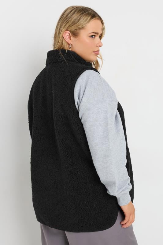 YOURS Plus Size Black Teddy Borg Gilet | Yours Clothing 2